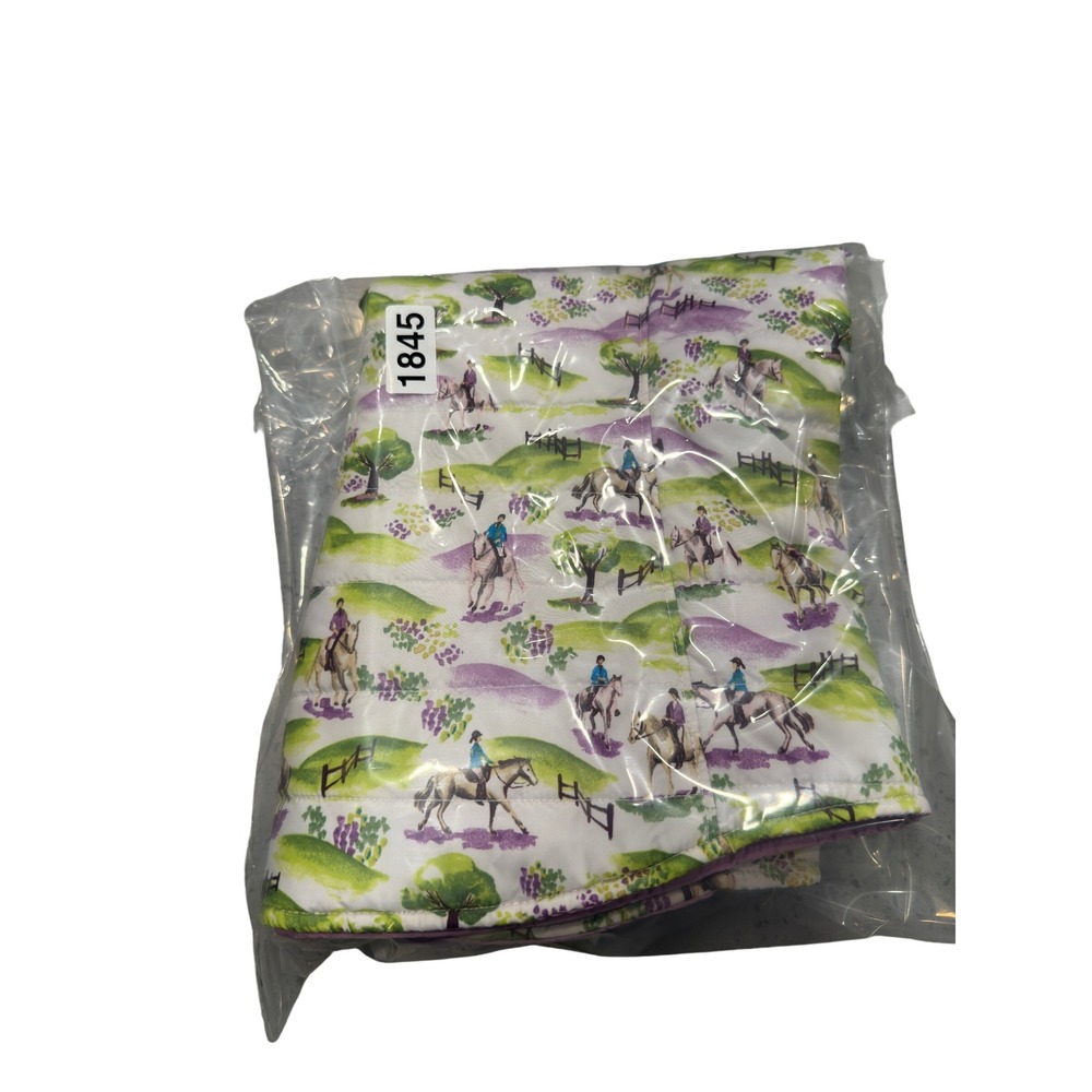 Ariat Girls Large Puffer Vest Purple Scenic Equestrian Horse Print Quilted Zip - Picture 9 of 9